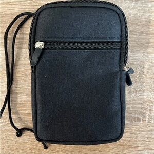 iPhone Black 3 pocket Bag w clip and adjustable strap